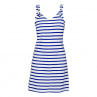 WHITE AND BLUE STRIPED STRAPS DRESS