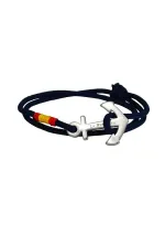 Pulsera ancla de acero con bandera de España azul marino