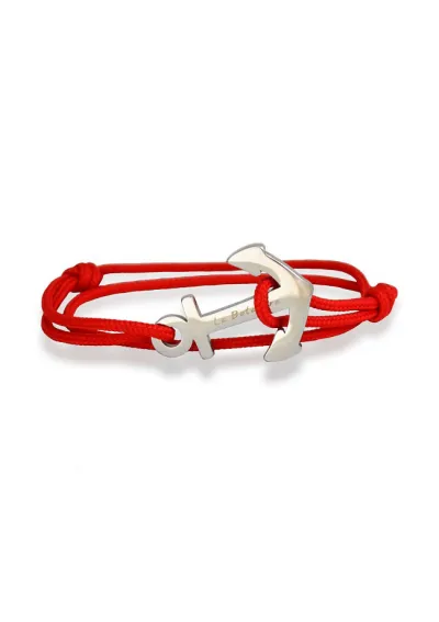 Steel anchor bracelet with red rope