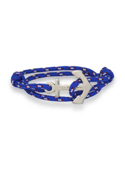 Anchor bracelet with blue, red & white rope