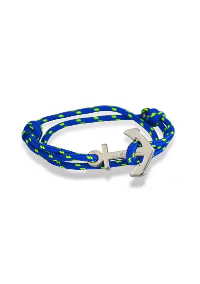 Anchor bracelet with blue & yellow rope