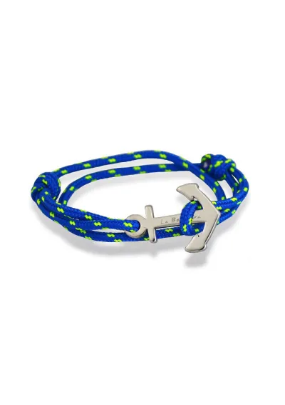 Pulsera ancla acero con cabo azul y amarillo