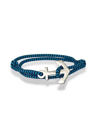 Anchor bracelet with blue & black zigzag rope