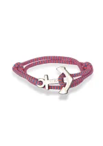 Anchor bracelet with blue & pink zigzag rope