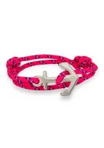 Anchor bracelet with fluor pink, blue & white rope