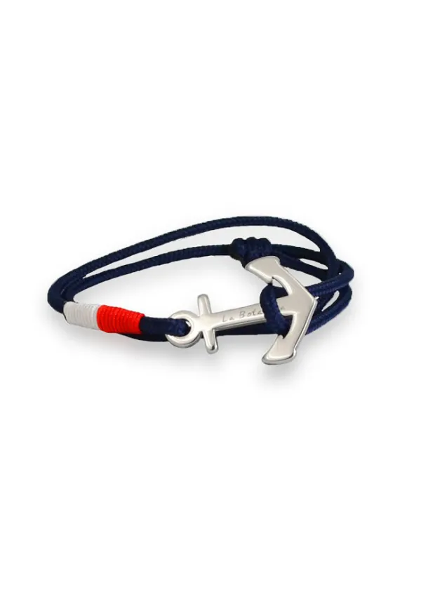 Anchor bracelet with navy blue rope & white & red flag Anchor bracelet with navy blue rope & white & red flag