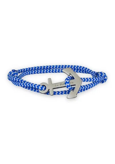Anchor bracelet with blue & white zigzag rope