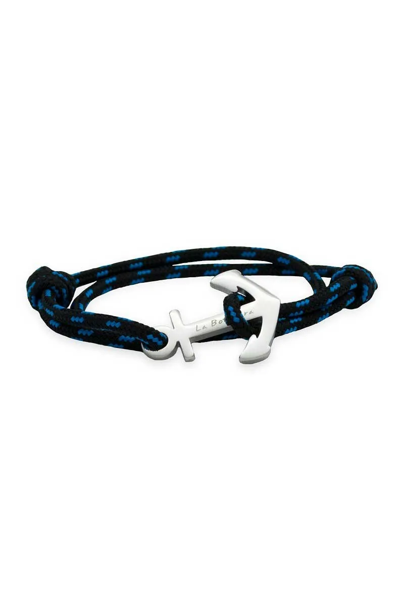 Anchor bracelet with black & blue rope