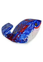 Blue and red handmade whale