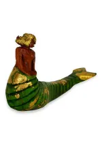Green handmade wooden mermaid