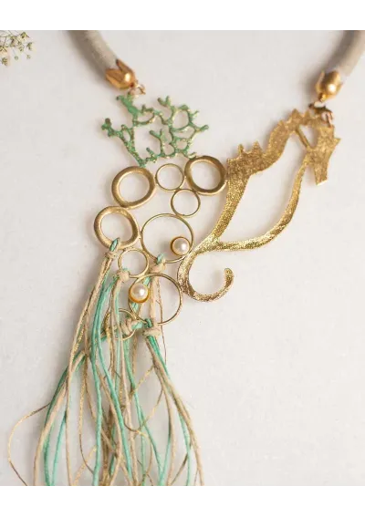 Seahorse brass necklace