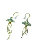 Jellyfish brass earrings rust green