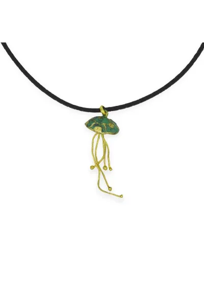 Green Jellyfish brass pendant
