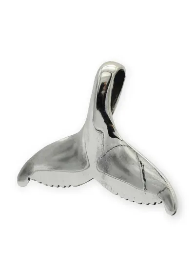 Large Sterling silver whale tail pendant