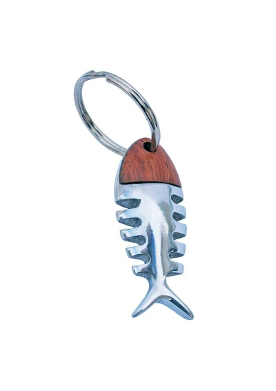Aluminum fishbone keychain