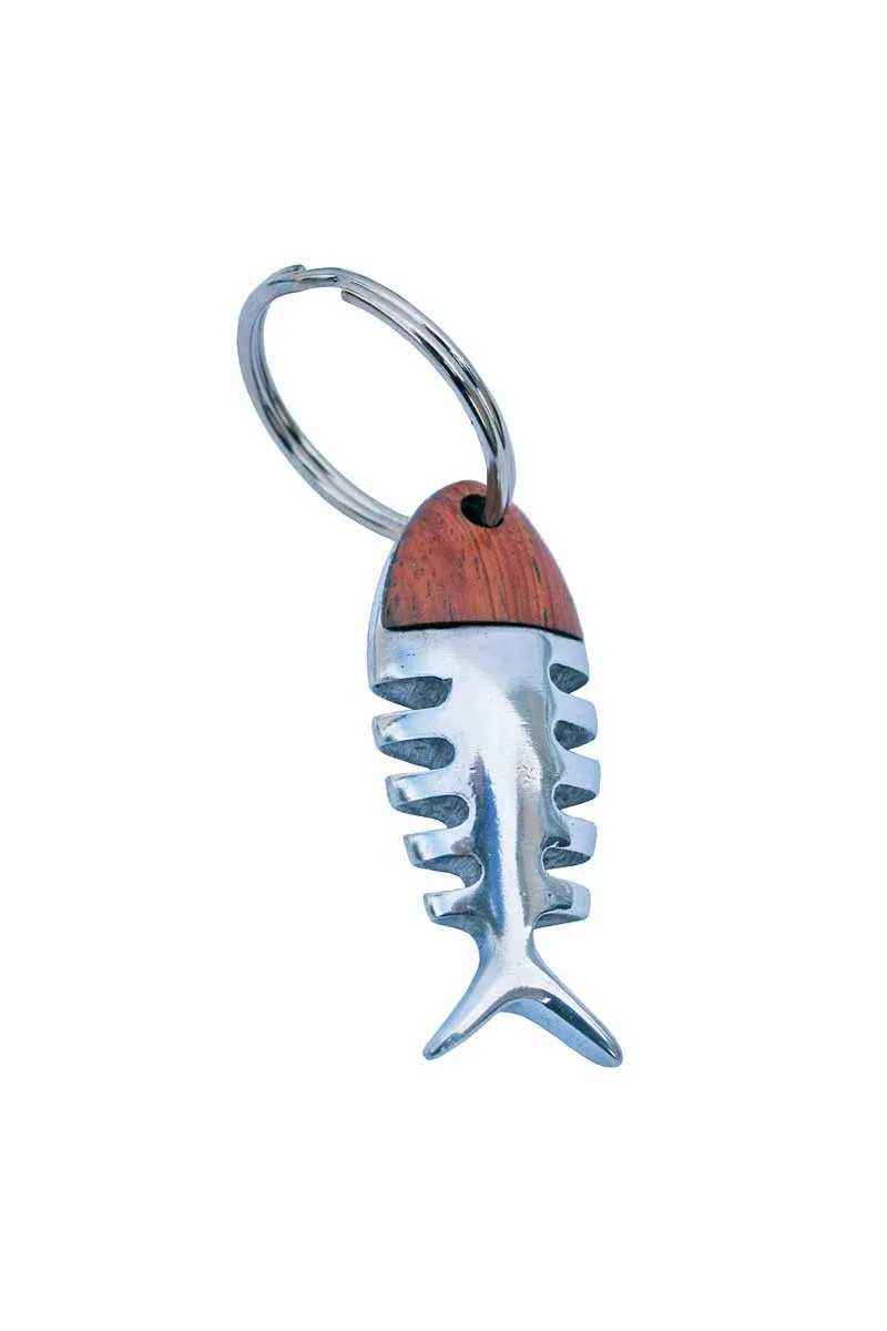Aluminum fishbone keychain