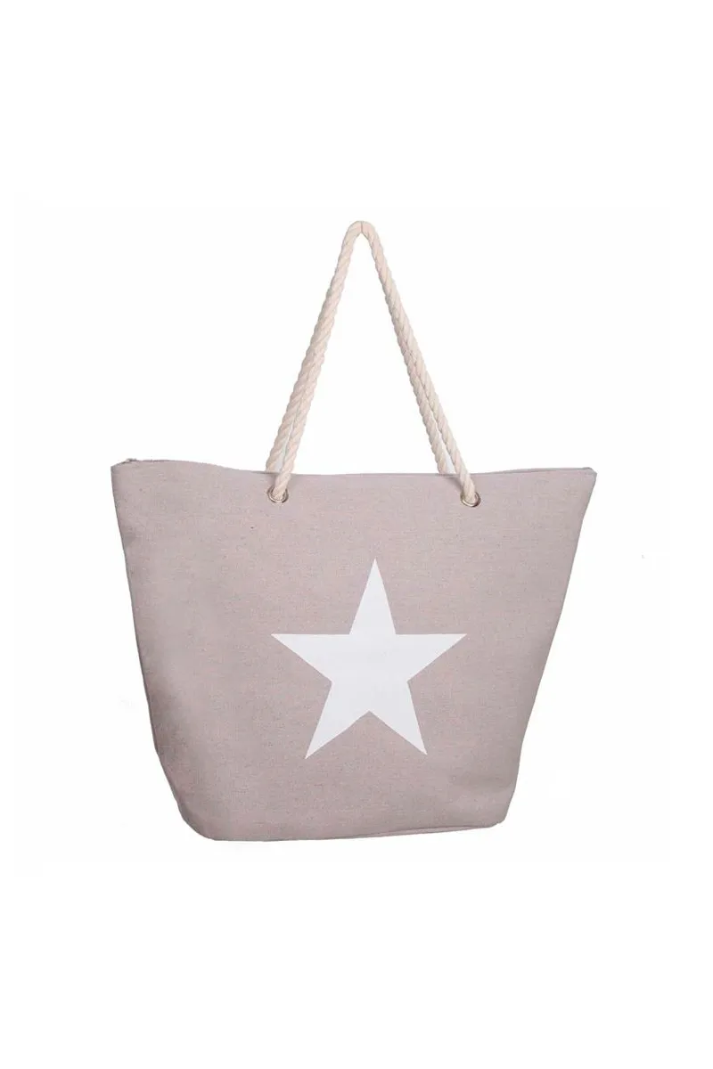 Grey Star canvas beach bag