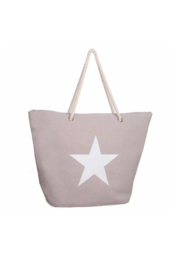 Grey Star canvas beach bag