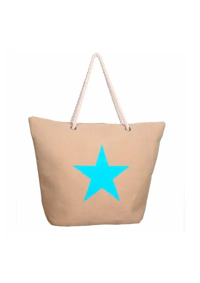 light beige Star canvas beach bag