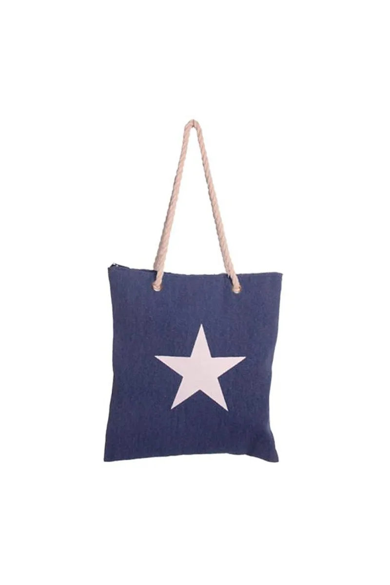 Bolso de lona con estrella azul marino