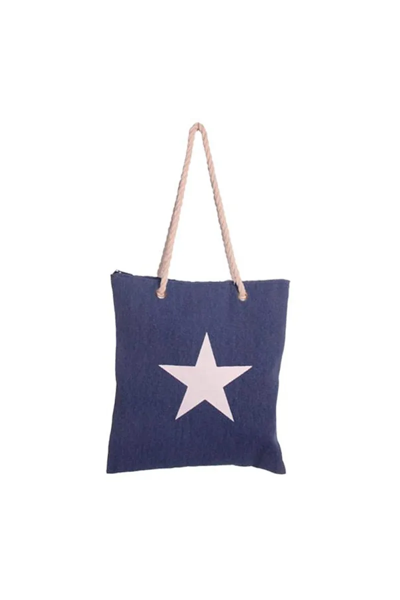 Navy blue Star canvas handbag