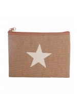 Monedero de lona con estrella beige