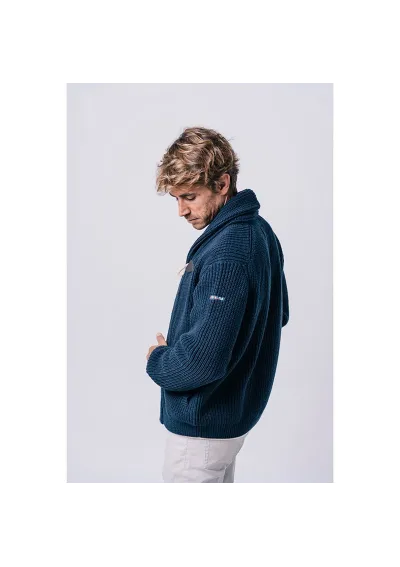 Batela navy blue men's wool jacket with buttons 4