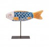 Blue and yellow wooden african fish