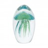 Pisapapeles de cristal con medusa verde y azul