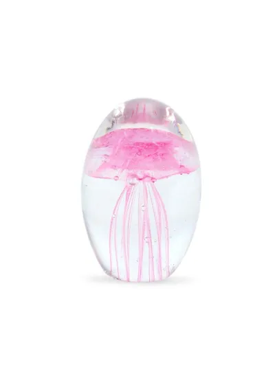 Pisapapeles de cristal con medusa rosa pequeña