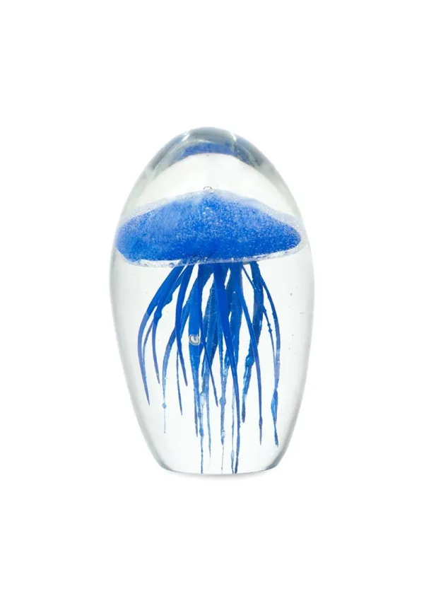 Pisapapeles de cristal con medusa azul