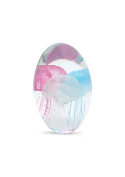 Pisapapeles de cristal con 3 pequeñas medusas de colores