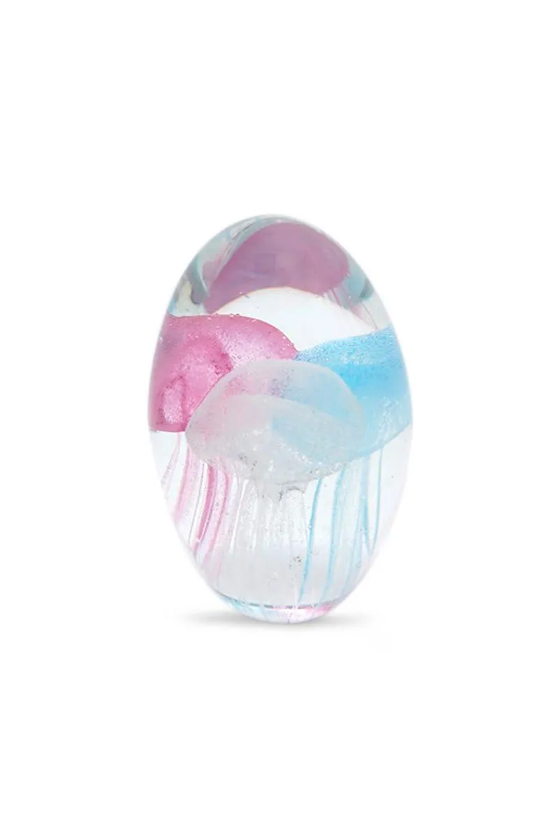 Pisapapeles de cristal con 3 pequeñas medusas de colores
