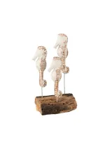Wooden sculpture with 3 seahorses