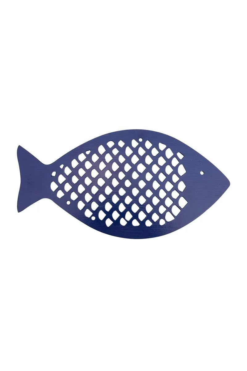 Salvamanteles pez azul de aluminio