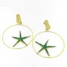 Brass starfish hoop earrings