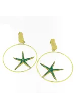 Brass starfish hoop earrings