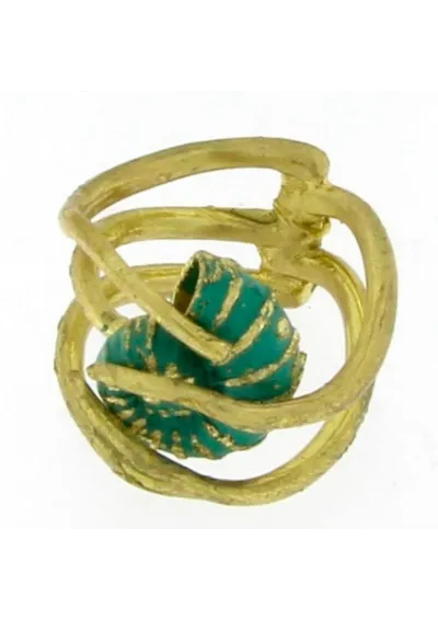 Brass ring with shell 3
