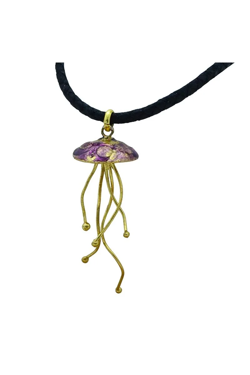 Purple Jellyfish brass pendant 2