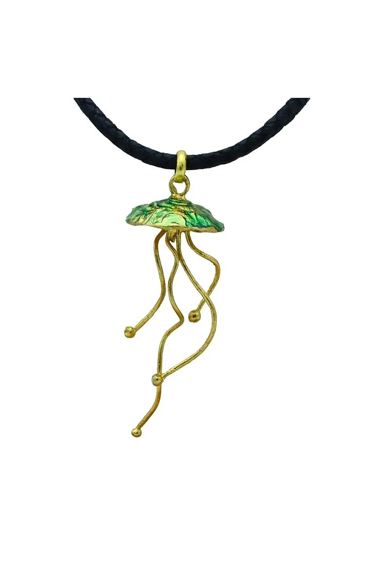 Green Jellyfish brass pendant 2 3