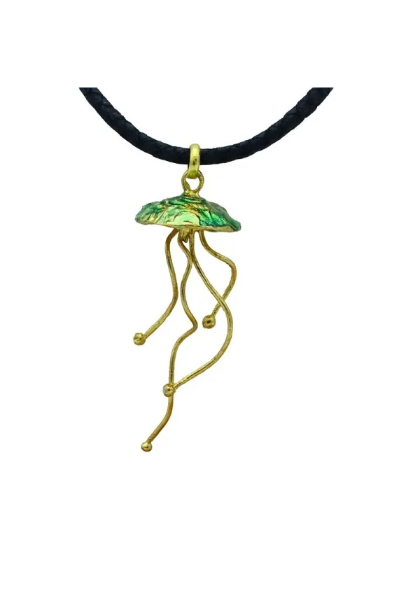 Green Jellyfish brass pendant 2 3