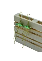 Jellyfish brass earrings enamel green