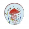 Red jellyfish glass paperweight with fish