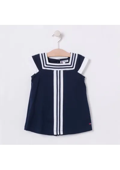 Navy blue and white nautical baby dress
