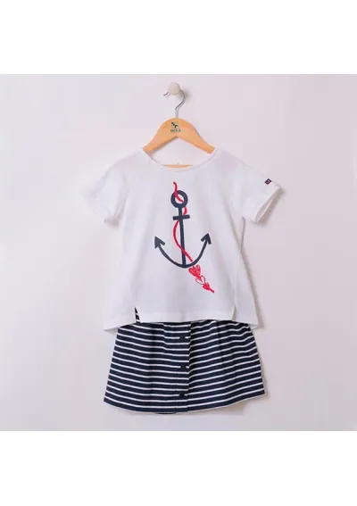 Anchor Batela T-shirt & striped skirt for girl