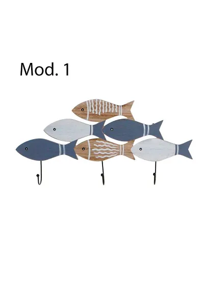 Coat rack with wooden fish