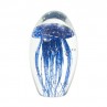 Pisapapeles de cristal con medusa azul marino con purpurina