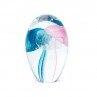 Pisapapeles de cristal con medusa rosa, azul y blanca