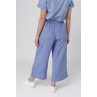 Ultramarine blue linen Batela crop trousers for woman A2154 2