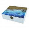 19.5x16cm box with beach sand and waves of epoxy resin